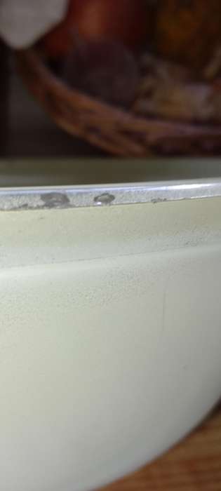A well used Vintage glass JAJ no.305: pale lemon on outside.