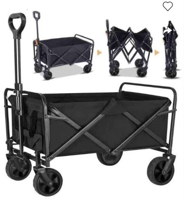 Outdoor Collapsible Beach/Camping Folding Trolley Wagon Steel Kitchen Trolley  (Pre-assembled)