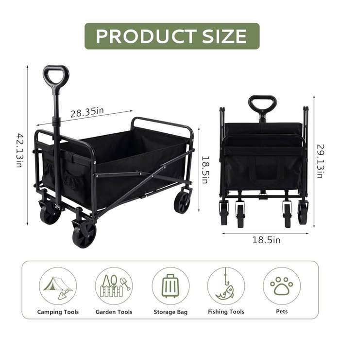 Outdoor Collapsible Beach/Camping Folding Trolley Wagon Steel Kitchen Trolley  (Pre-assembled)