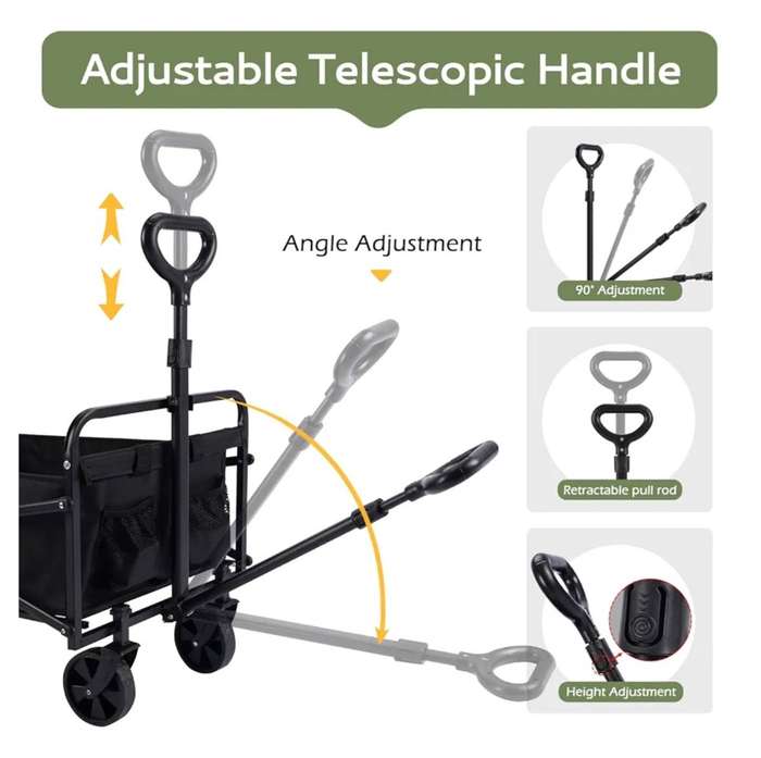 Outdoor Collapsible Beach/Camping Folding Trolley Wagon Steel Kitchen Trolley  (Pre-assembled)