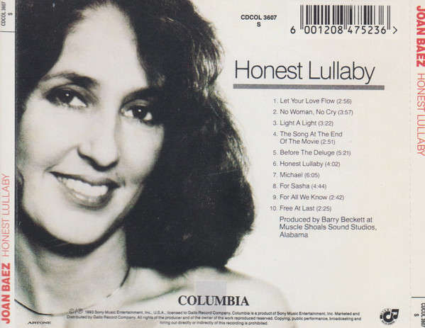 CD - Joan Baez - Honest Lullaby
