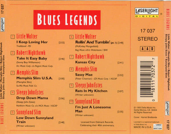 CD - Little Walter, Memphis Slim, Sleepy John Estes, Sunnyland Slim - Blues Legends