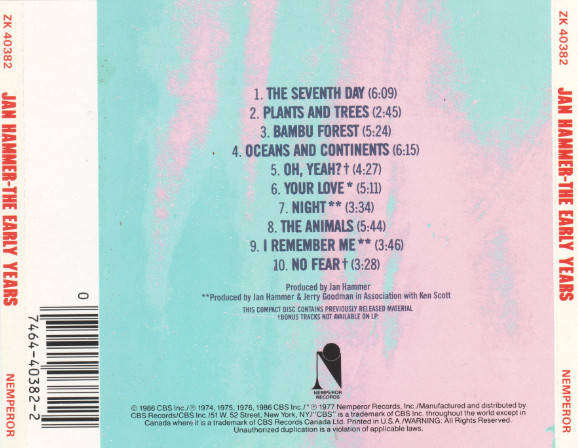 CD - Jan Hammer - The Early Years