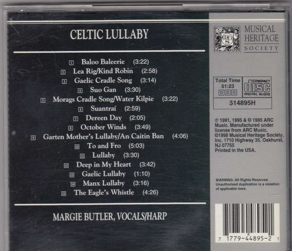 CD - Margie Butler - Celtic Lullaby  Keltische Wiegenlieder (New Sealed)