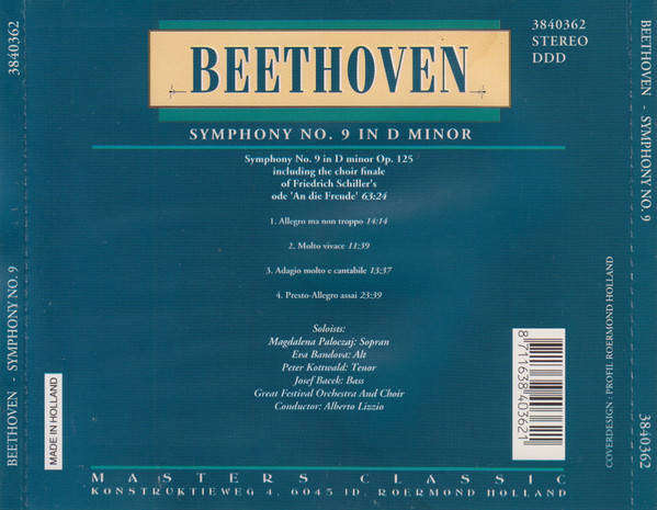 CD - Beethoven - Symphony No. 9 In D Minor Op. 126 Including The Choir Finale Ode "An Die Freude'