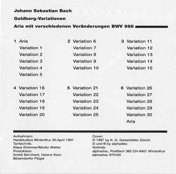 CD - Johann Sebastian Bach - Alexey Botvinov  Goldberg-Variationen