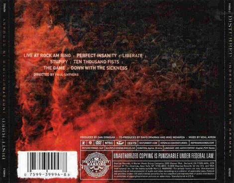 DVD - Disturbed  Indestructible In Germany (NTSC - CD Jewel Case Release)