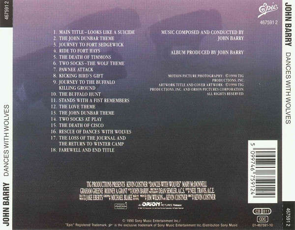CD - John Barry  Dances With Wolves (Original Motion Picture Soundtrack)