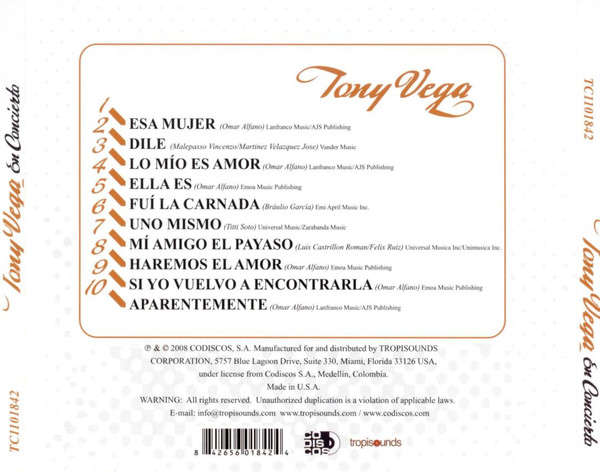 CD - Tony Vega - En Concierto (New Sealed)