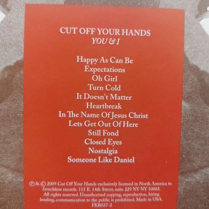 CD - Cut Off Your Hands - You And I - FKR037-2