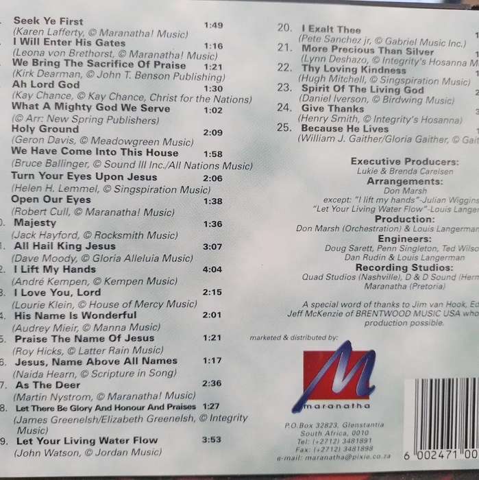 CD - South Africa's 25 Favourite Praise & Worship Choruses