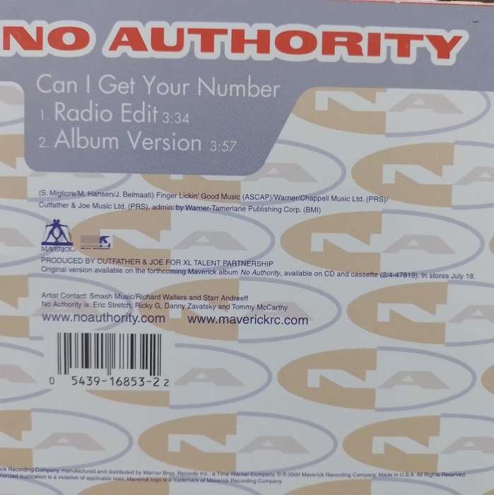 CD - No Authority - Can I Get Your Number (Slide box)