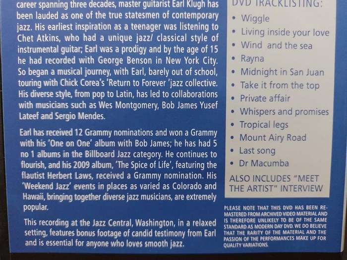 DVD - Earl Klugh - Live at Jazz Central Washington