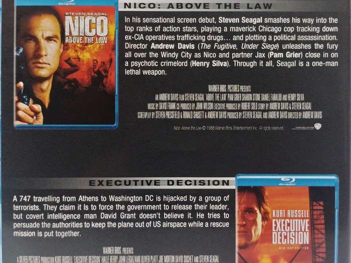 Blu-ray - Steven Segal Collection ( Nico Above the Law + Executive Decision)