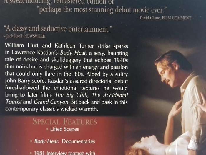 DVD - Body Heat William Hurt Kathleen Turner