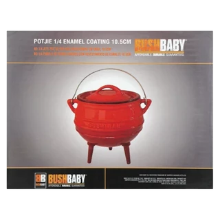 Bushbaby Small Red 3 Legged Potjie Size 1/4 Enamel Coating 10.5cm with Lid