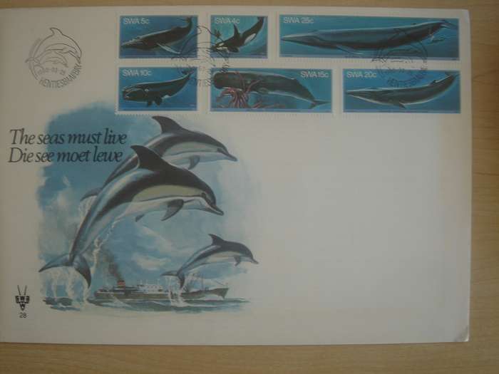 1980 SWA Whales FDC stamped in Henties Bay
