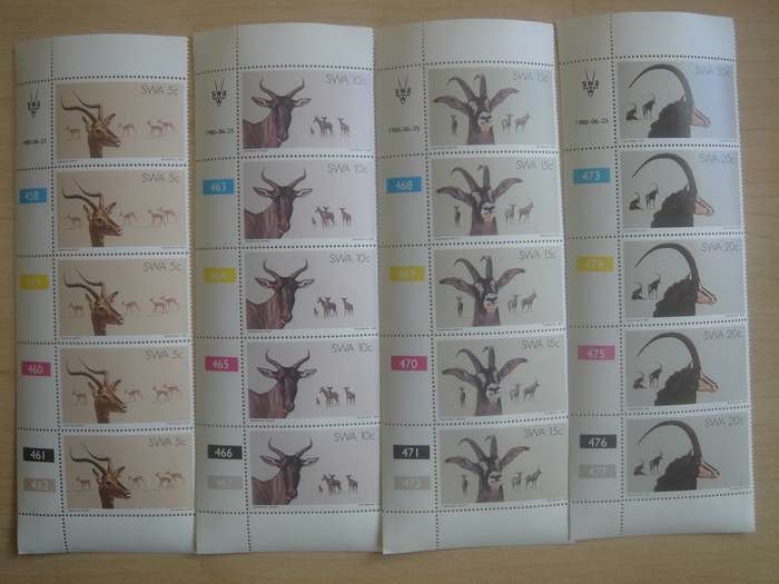 1980 SWA Antelopes Series - 4 values x 5 MNH