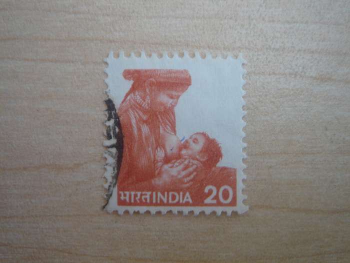 1982 India - Mother & Child 20 used, stamped