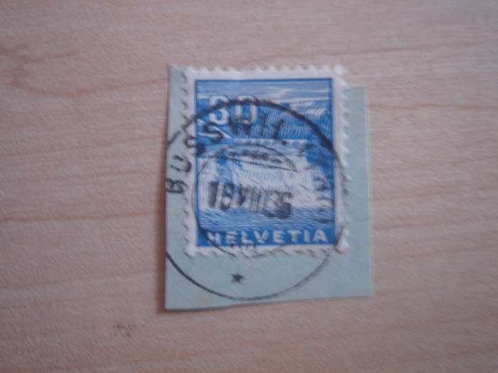 1934 Helvetia - Rhine Falls SG377 on postal item, stamped