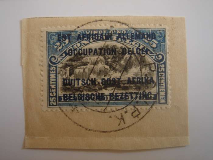 1917 German East Africa under Belgian Occupation - 25 C on postal item, stamped