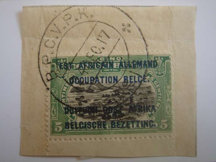 1917 German East Africa under Belgian Occupation - 5 C on postal item, stamped
