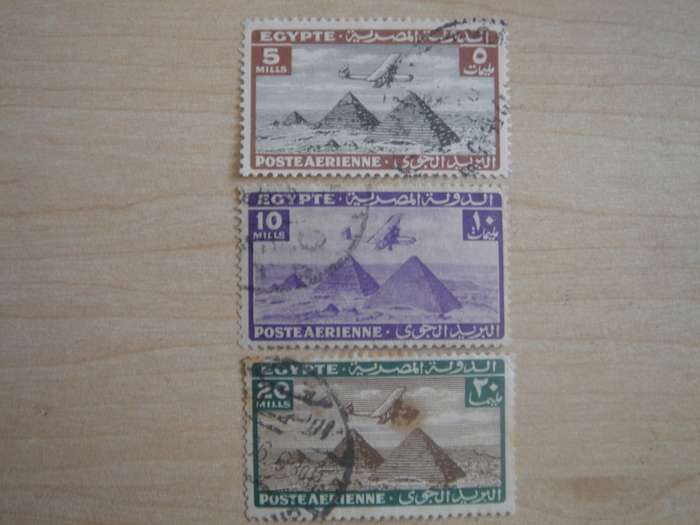 1933 Egypt Air SG198, 203-204 used, stamped