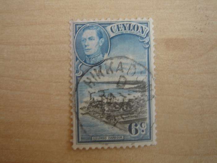 1935 Ceylon - King George V - 6 c used, stamped