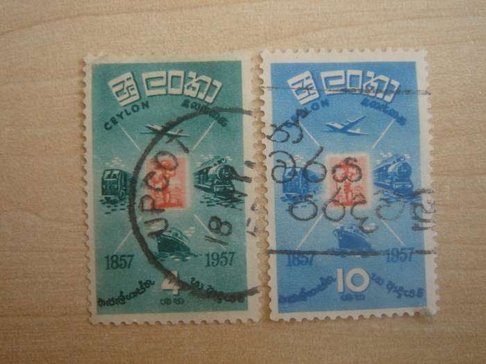 1957 Ceylon - Mail Transport SG442-443 - 4,10 c used, stamped