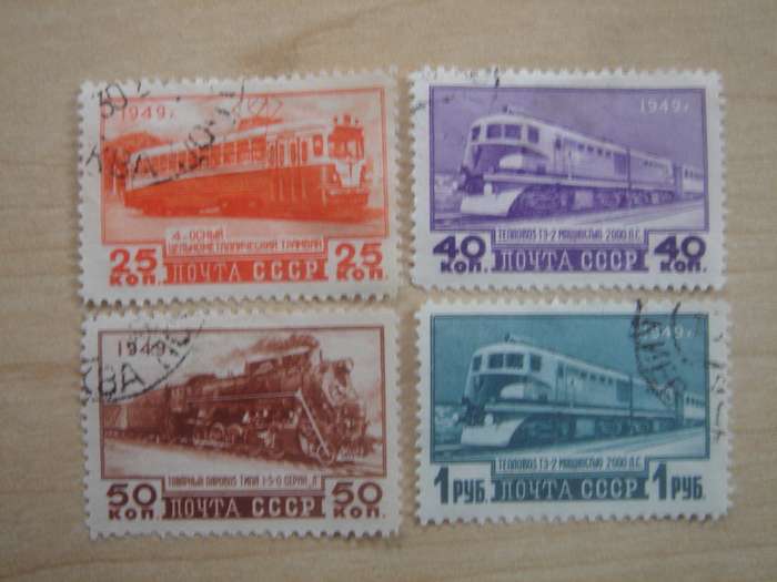 1949 USSR - Modern Railway Transport SG1554-1557 used, stamped