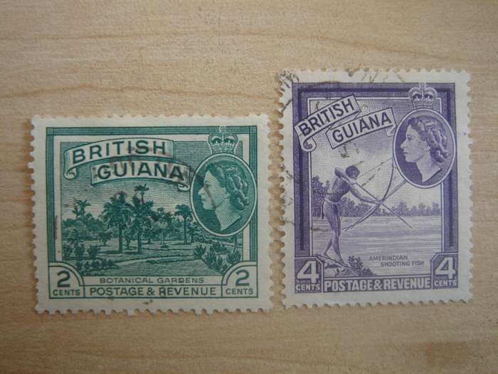 1954 British Guiana - SG332, 334 used, stamped