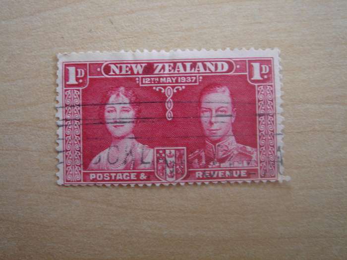 1937 NZ - Coronation -1 d used, stamped