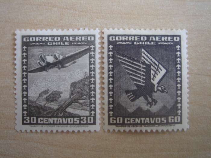 1934 Chile - Air SG239,241 - 30,60 CTS mint, hinged