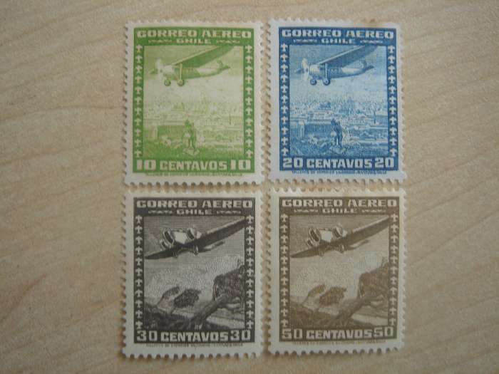 1934 Chile - Air SG236,238,239,240 - 10,20,30,50 CTS mint, hinged