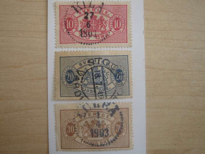 1874 Sweden Official Stamps SG O 33b,110,112 used, stamped