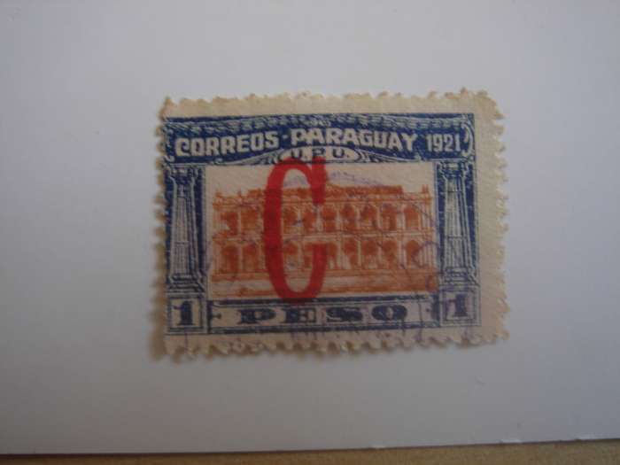1922 Paraguay - Parliament House opted C SG255 used, stamped