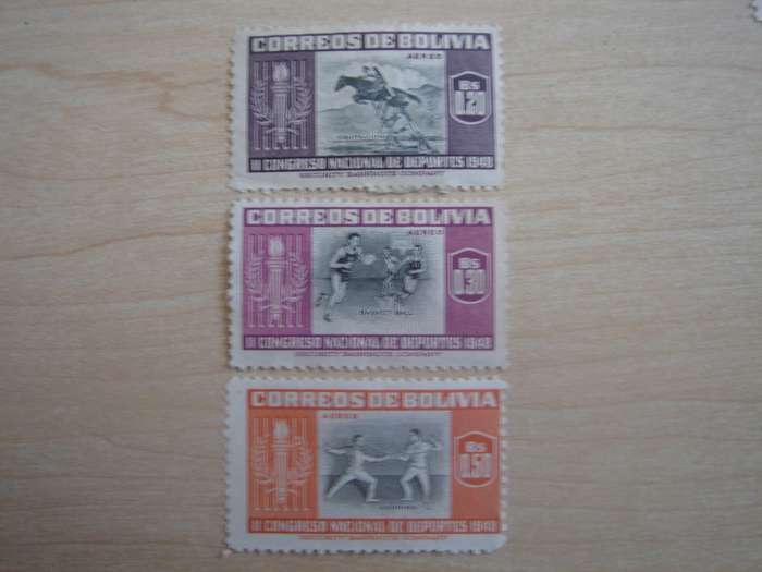 1951 Bolivia Air - Sports - SG538-540 used, hinged