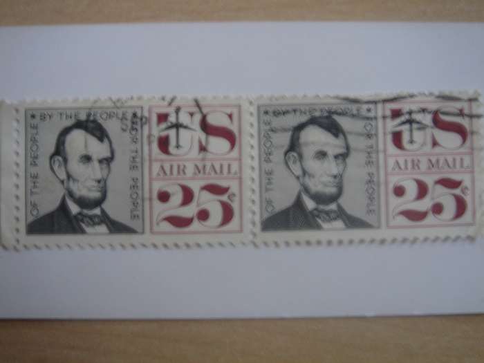 1959 USA Airmail SG A1141 horizontal pair used, stamped
