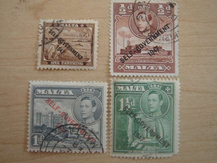 1948 Malta - King George VI - SG234,235,236-237a used, stamped