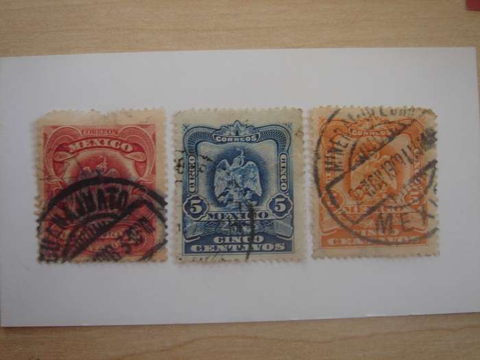 1899 Mexico - Coat of Arms SG269,278-279 used, stamped