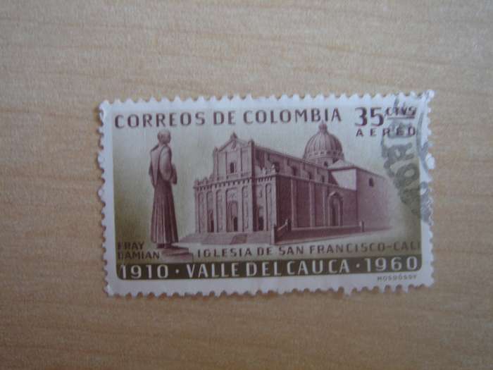 1961 Colombia Aereo - 50th Anniversary Valle del Cauca SG1068 used, stamped