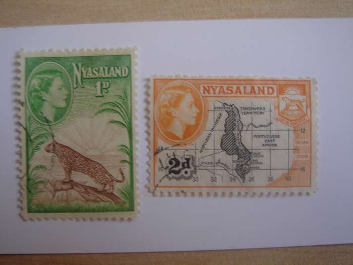 1953 Nyasaland - QE II - SG174,176 used, stamped