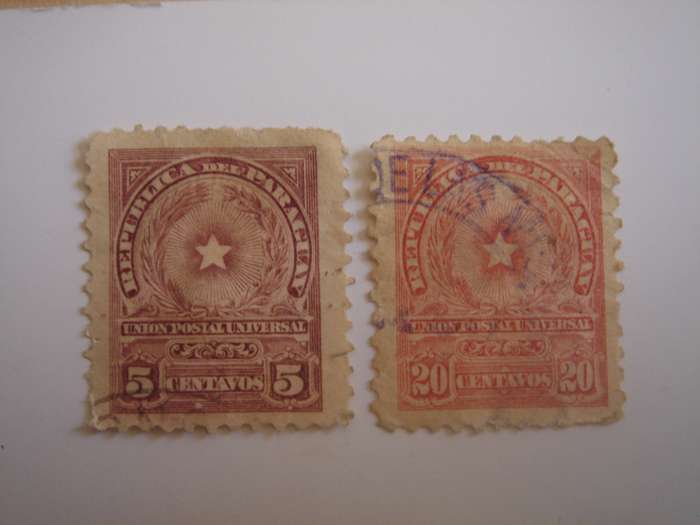 1913 Paraguay - Coat of Arms SG228,230 used, stamped