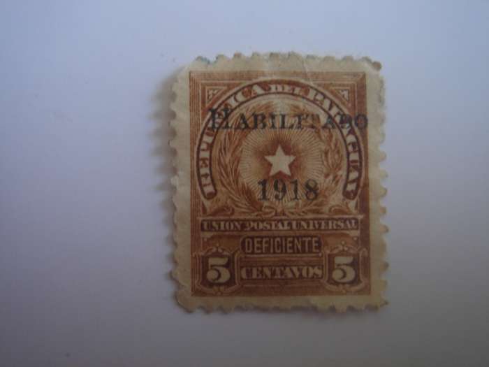 1918 Paraguay - Coat of Arms optd SG238 used, hinged