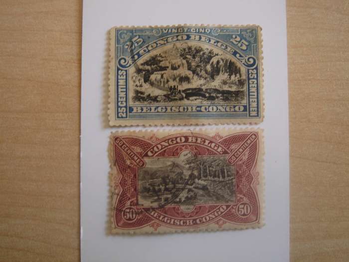 1915 Belgian Congo - Inkissi Falls & Railway Bridge SG73,75 used, stamped