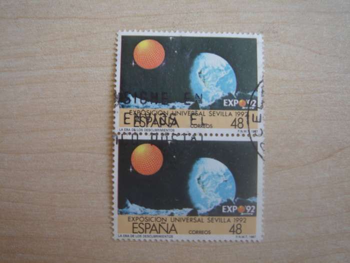 1992 Espana - World Expo Sevilla 48c vertical pair used, stamped