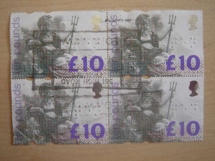 1993 England - Britannia SG1658 Block of 4 used, stamped