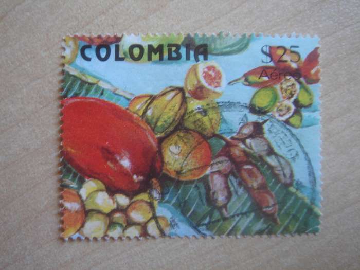1981 Colombia - Aereo - Fruits $25 used, stamped