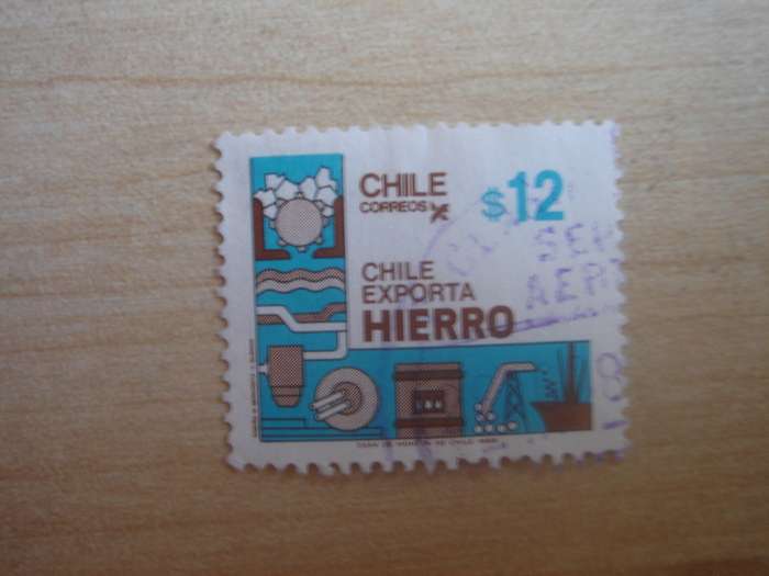 1986 Chile - Exports $12 used, stamped