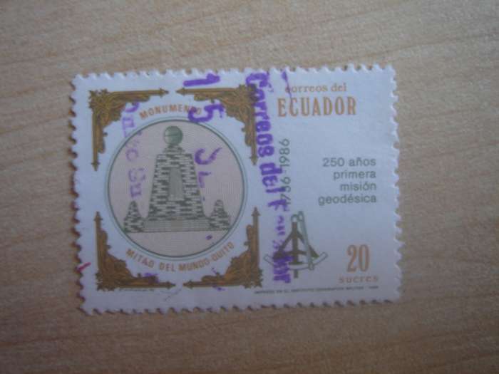 1986 Ecuador - Mision Geodesica - 20 S used, stamped